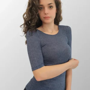 Maglia lamé maniche a 3/4 Giulia in Lana Seta