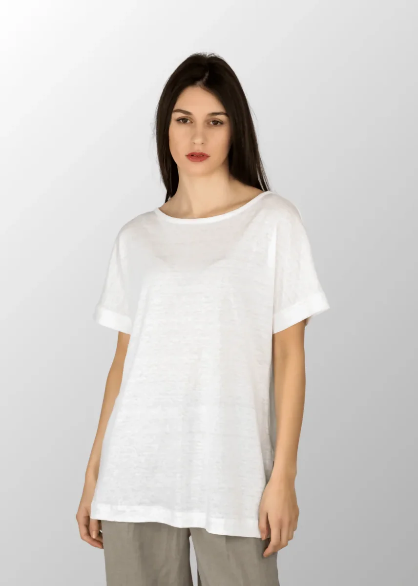 Maglia manica corta Giusy con spacchi laterali in Puro Lino - immagine 5