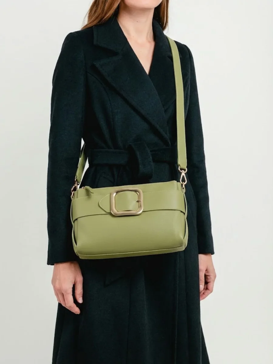 BORSA TRACOLLA IN PELLE PISTACCHIO - immagine 4