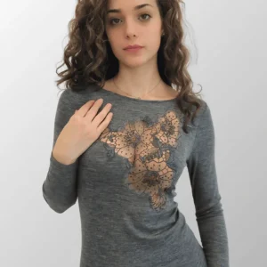 Maglia con ricamo floreale Ester in Lana Seta
