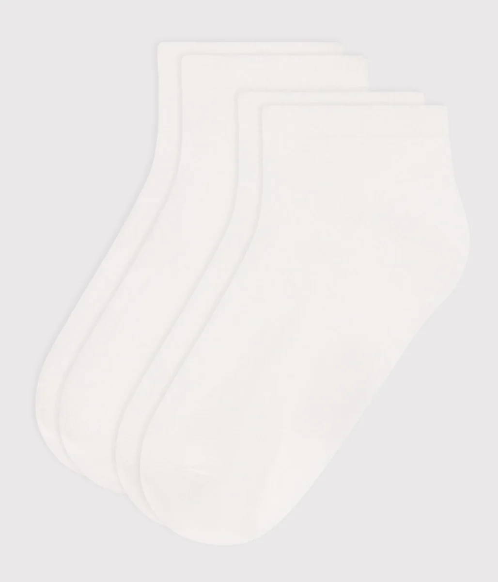 2 PAIA DI CALZINI PER BAMBINI IN COTONE BIANCO A TINTA UNITA