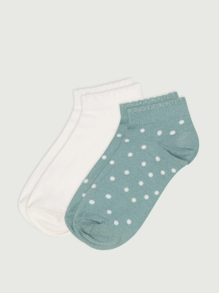 2 paia di calzini in cotone a pois bambina