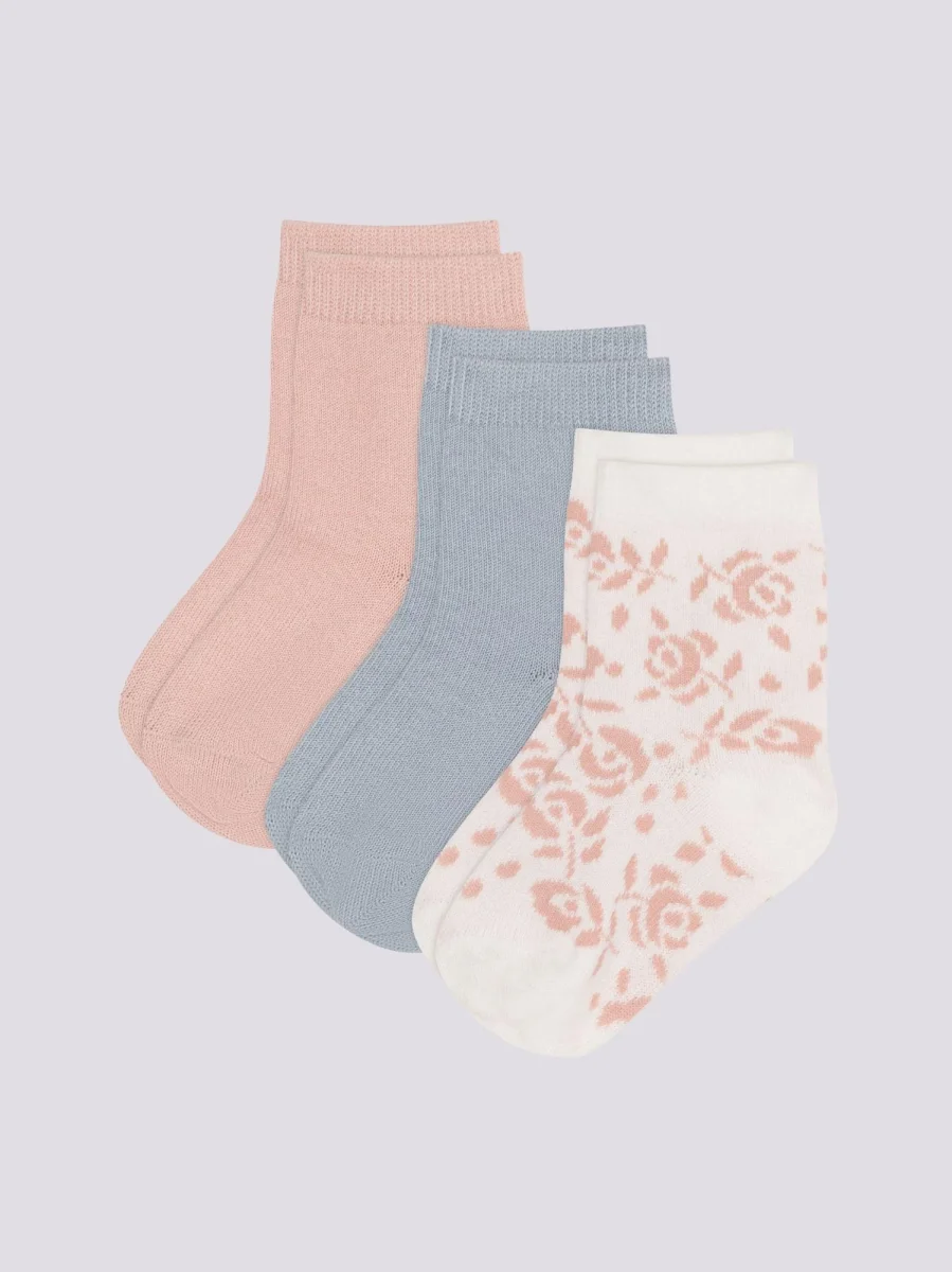 3 PAIA DI CALZINI BEBÈ IN COTONE A FIORI