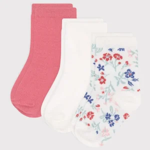 3 paia di calzini in cotone a fiori neonata