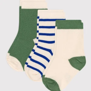 3 paia di calzini per neonati in cotone a righe