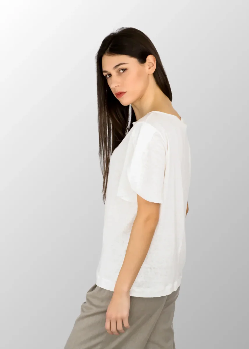 Maglia donna manica a corolla Mara in Puro Lino - immagine 3