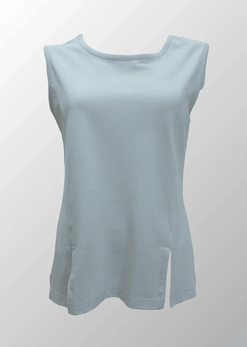 Top smanicato piquet Monica in Cotone Seta con spacchi - immagine 9