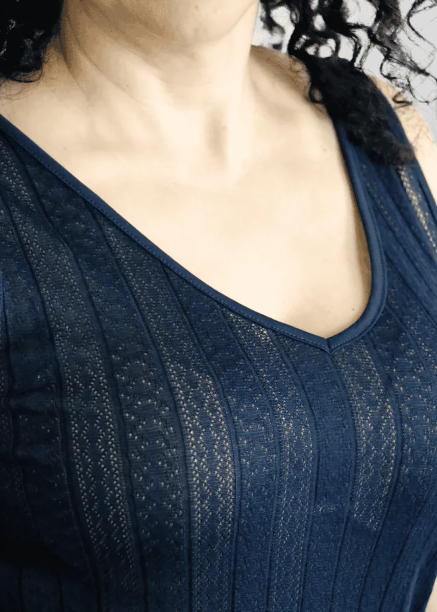 Top jacquard spalla larga Diana in Cotone Seta - immagine 4