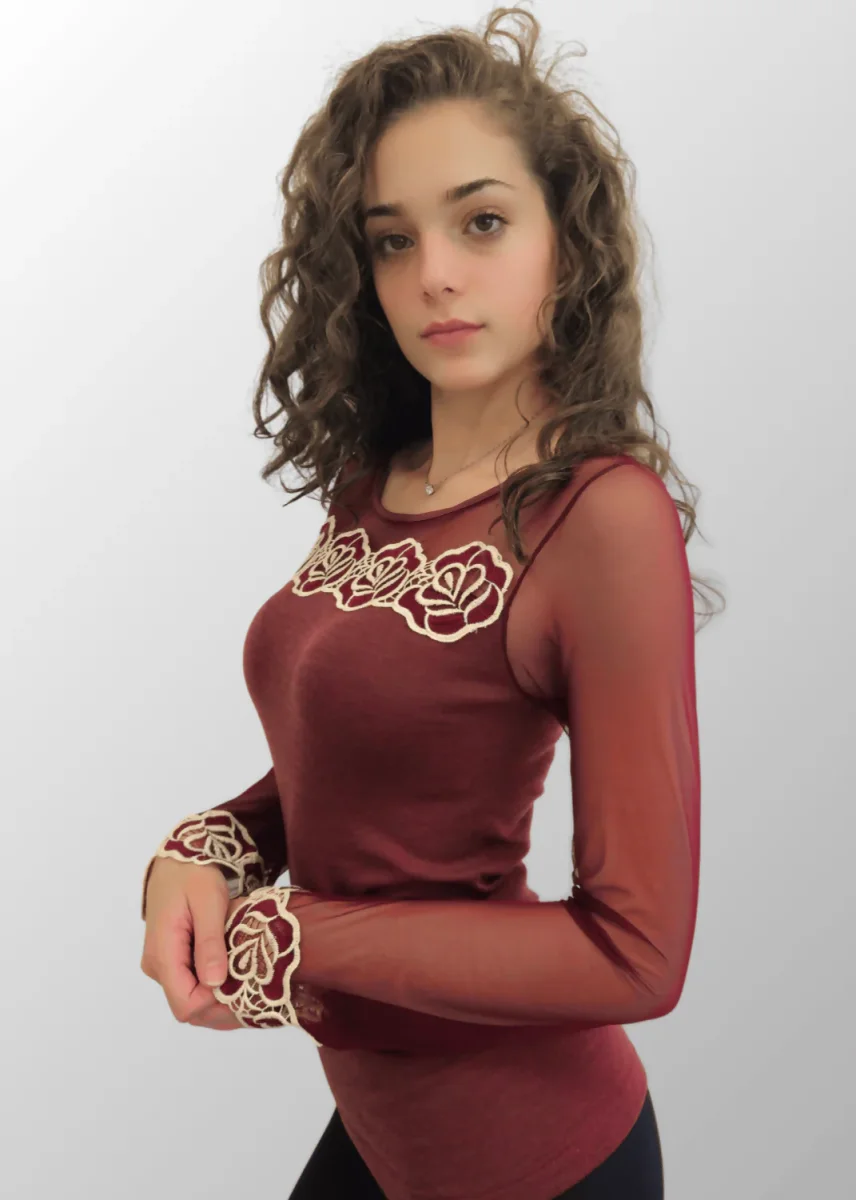 Maglia con maniche in tulle e macramé Zaira in Lana Seta - immagine 6