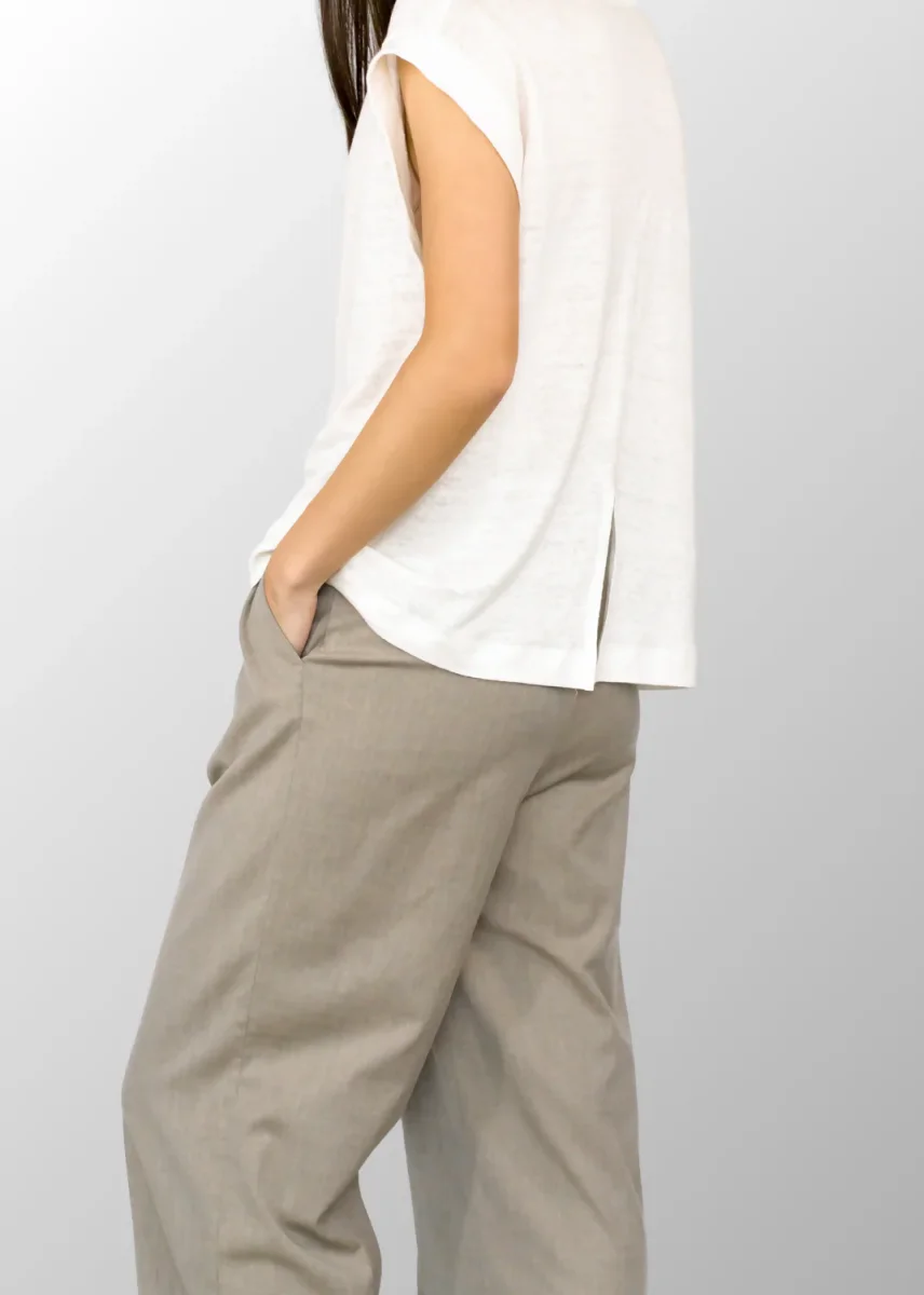 Maglia manica corta Martina con scollo a cascata in Puro Lino - immagine 5