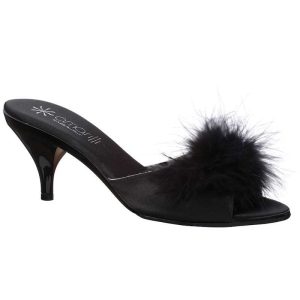 Roberta Nera Marabou: Ciabatte da Donna in raso con Tacco 7 e Piume