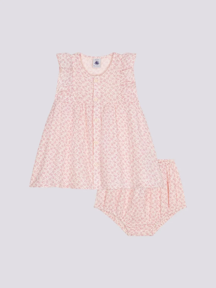ABITO A MANICA CORTA E PAGLIACCETTO IN GARZA DI COTONE PER BEBÈ
