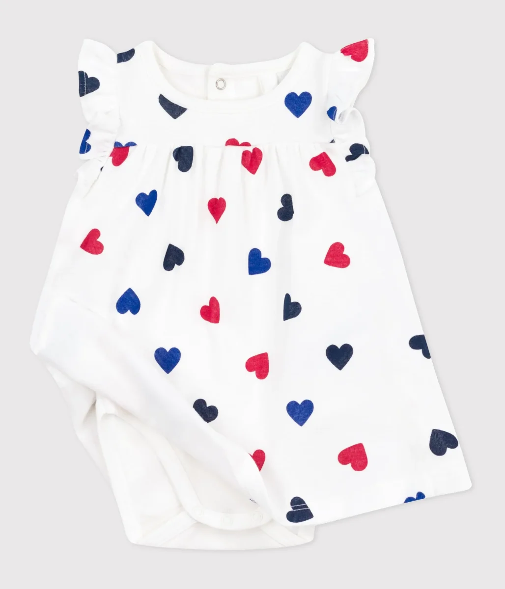 ABITO A MANICHE CORTE CON BODY INTEGRATO STAMPA CUORI - immagine 3