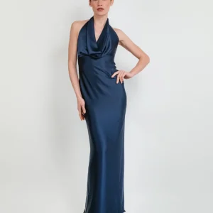 ABITO CON SCOLLO DRAPPEGGIATO BLU