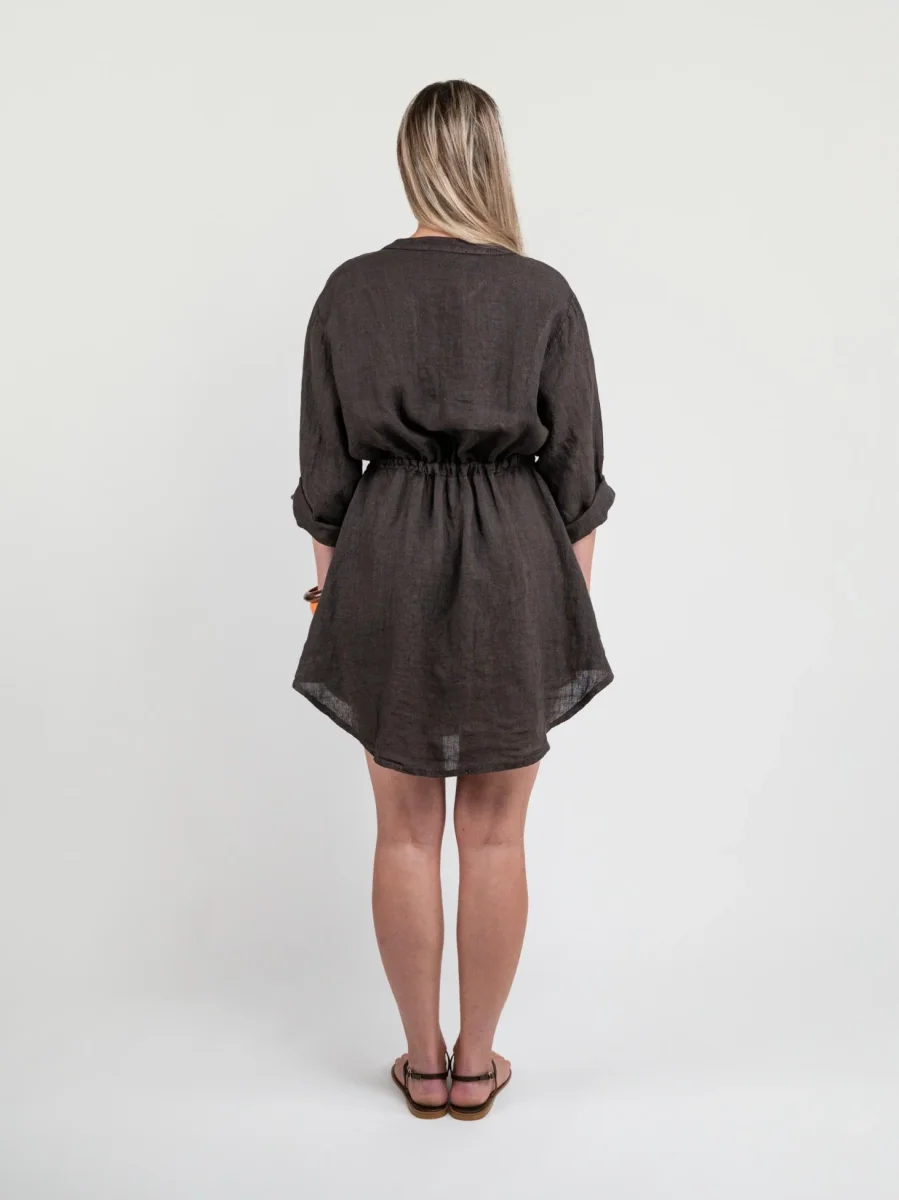 ABITO CORTO IN LINO CON MANICA A 3/4 TESTA MORO - immagine 4