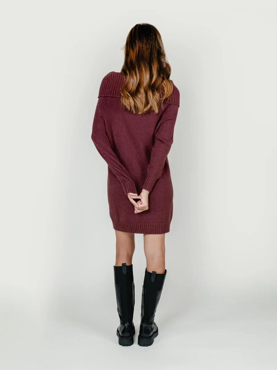 ABITO CORTO IN MAGLIA BORDEAUX - immagine 4