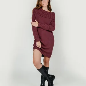 ABITO CORTO IN MAGLIA BORDEAUX