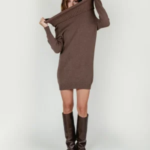 ABITO CORTO IN MAGLIA MARRONE