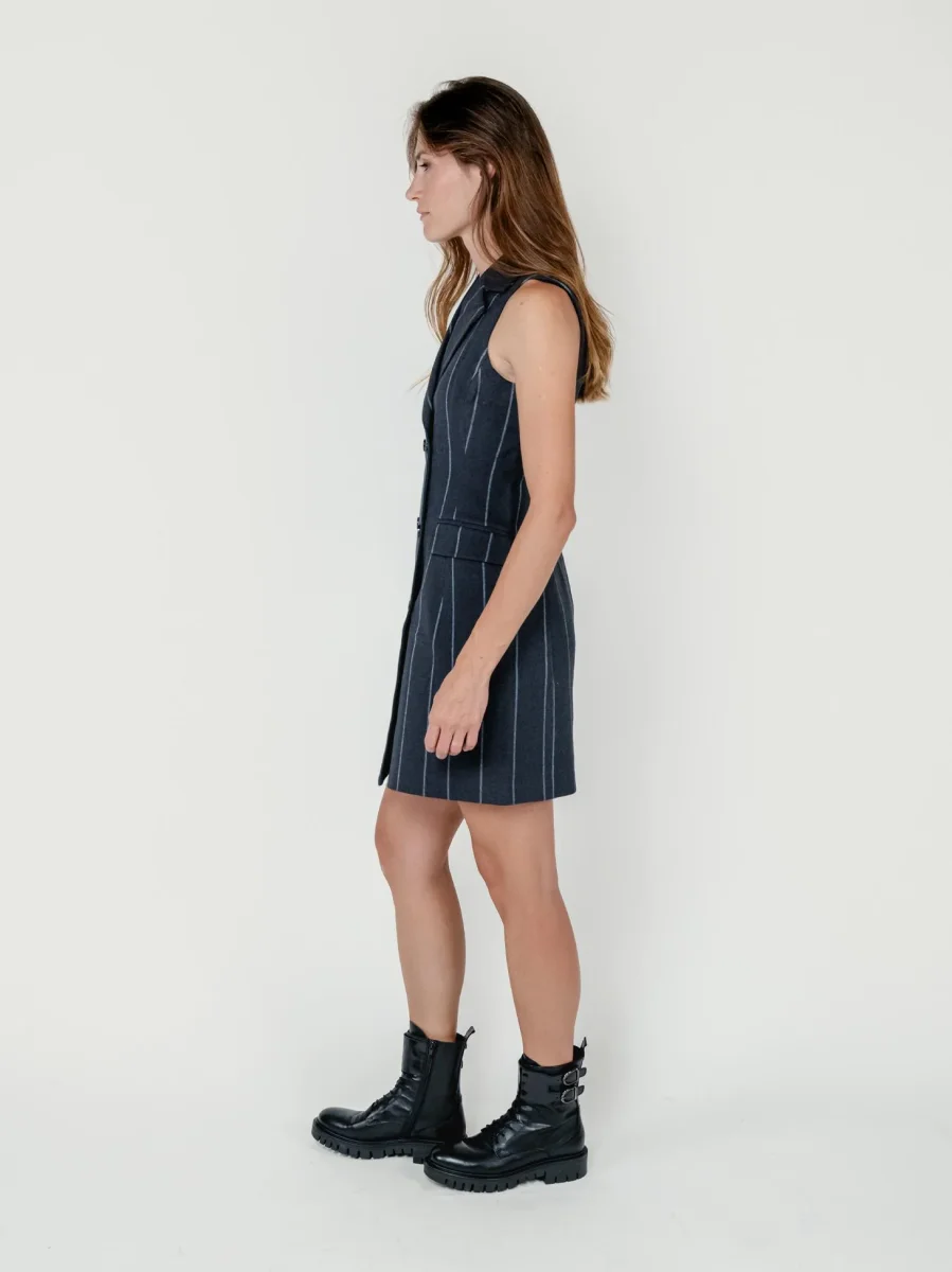 ABITO GILET GESSATO GRIGIO ANTRACITE - immagine 3