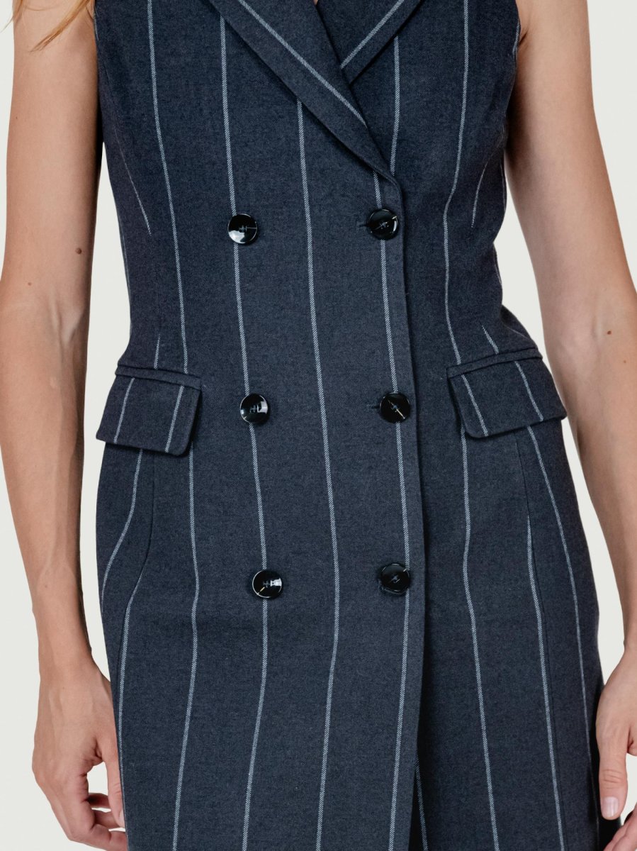 ABITO GILET GESSATO GRIGIO ANTRACITE - immagine 5