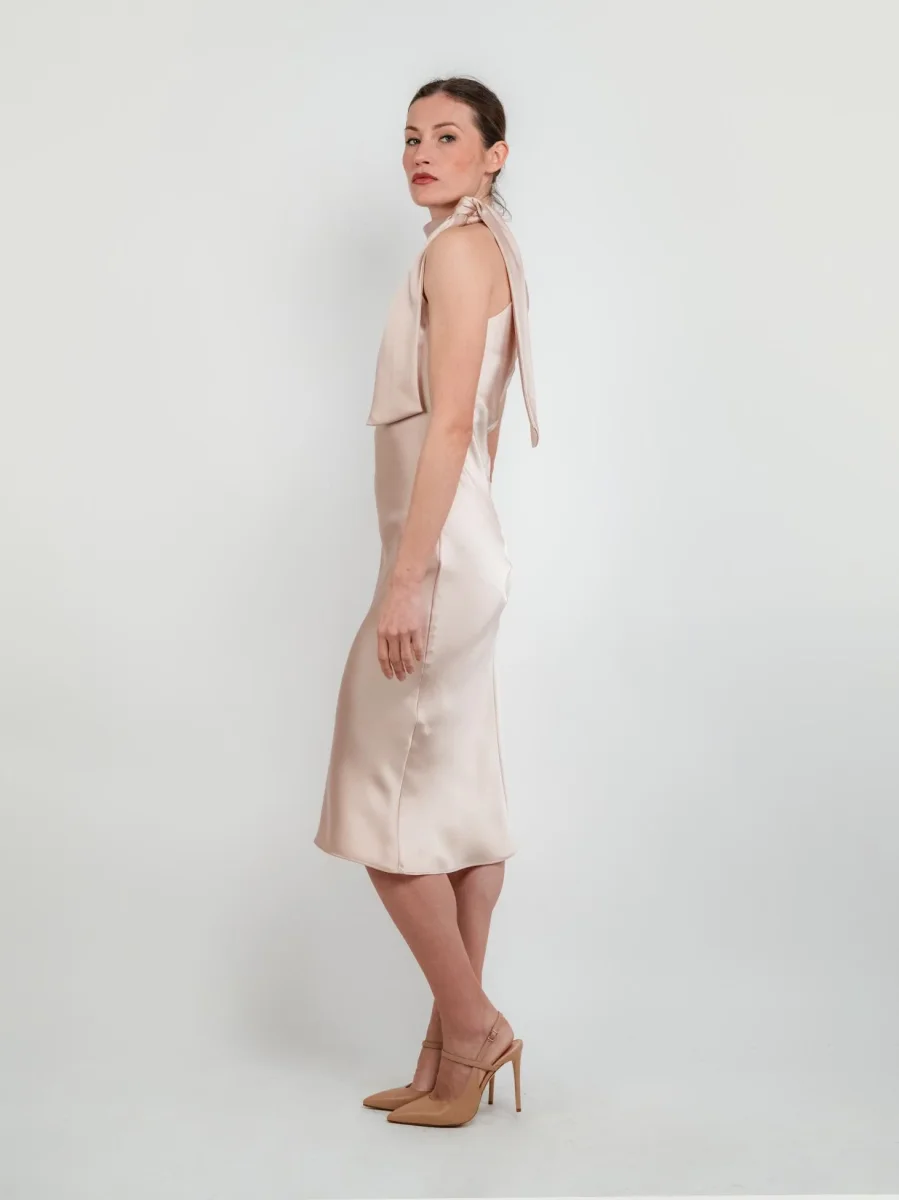 ABITO HALTER COLOR CHAMPAGNE - immagine 3