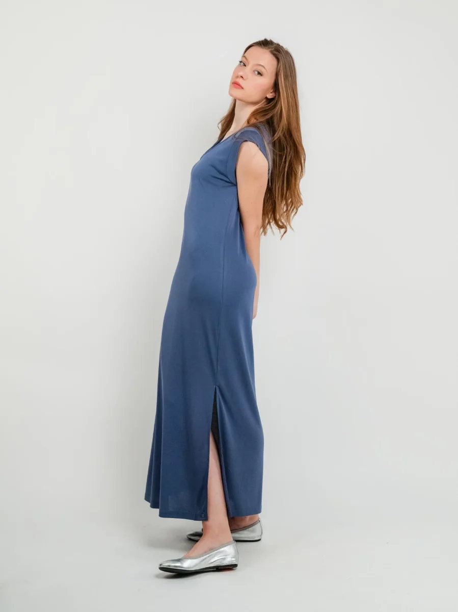 ABITO LUNGO BLUETTE CON MANICHE CORTE - immagine 3