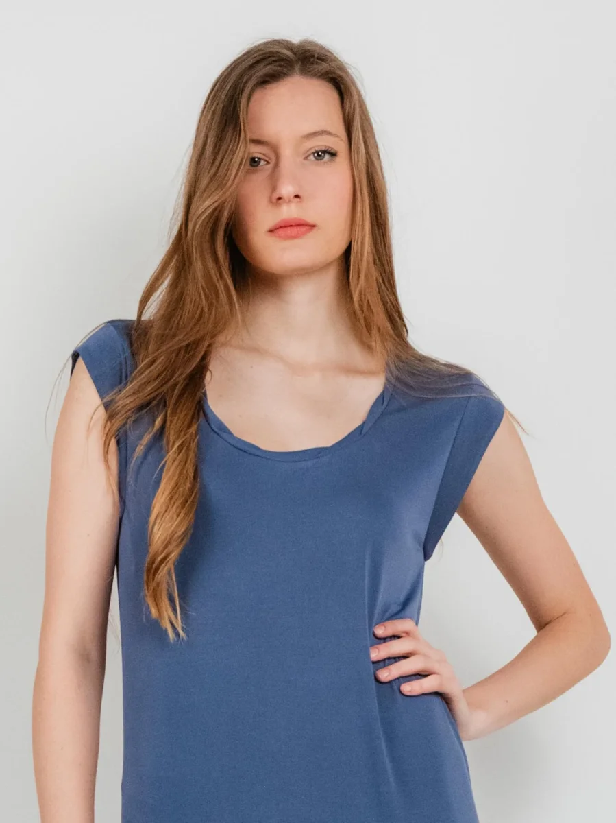 ABITO LUNGO BLUETTE CON MANICHE CORTE - immagine 5