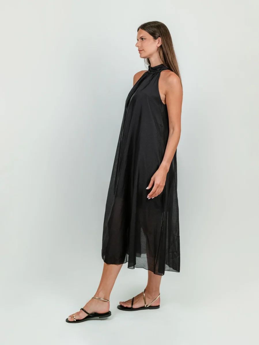 ABITO LUNGO CON SCOLLO HALTER NERO - immagine 3