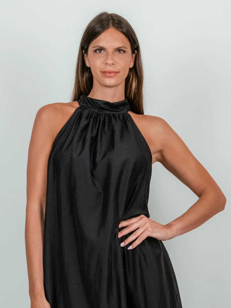 ABITO LUNGO CON SCOLLO HALTER NERO - immagine 5