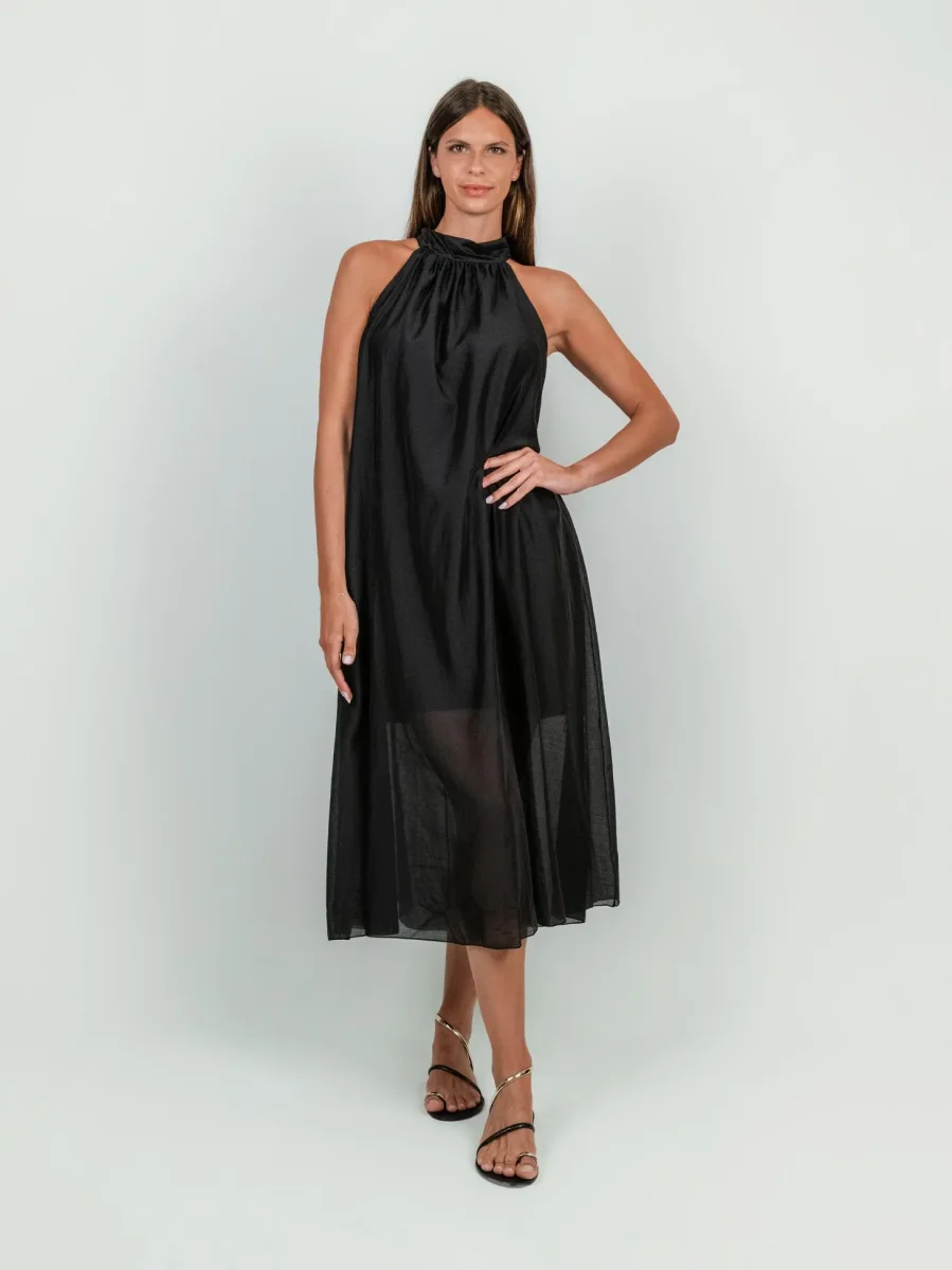 ABITO LUNGO CON SCOLLO HALTER NERO - immagine 6