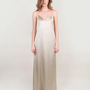 ABITO LUNGO IN VISCOSA CHAMPAGNE