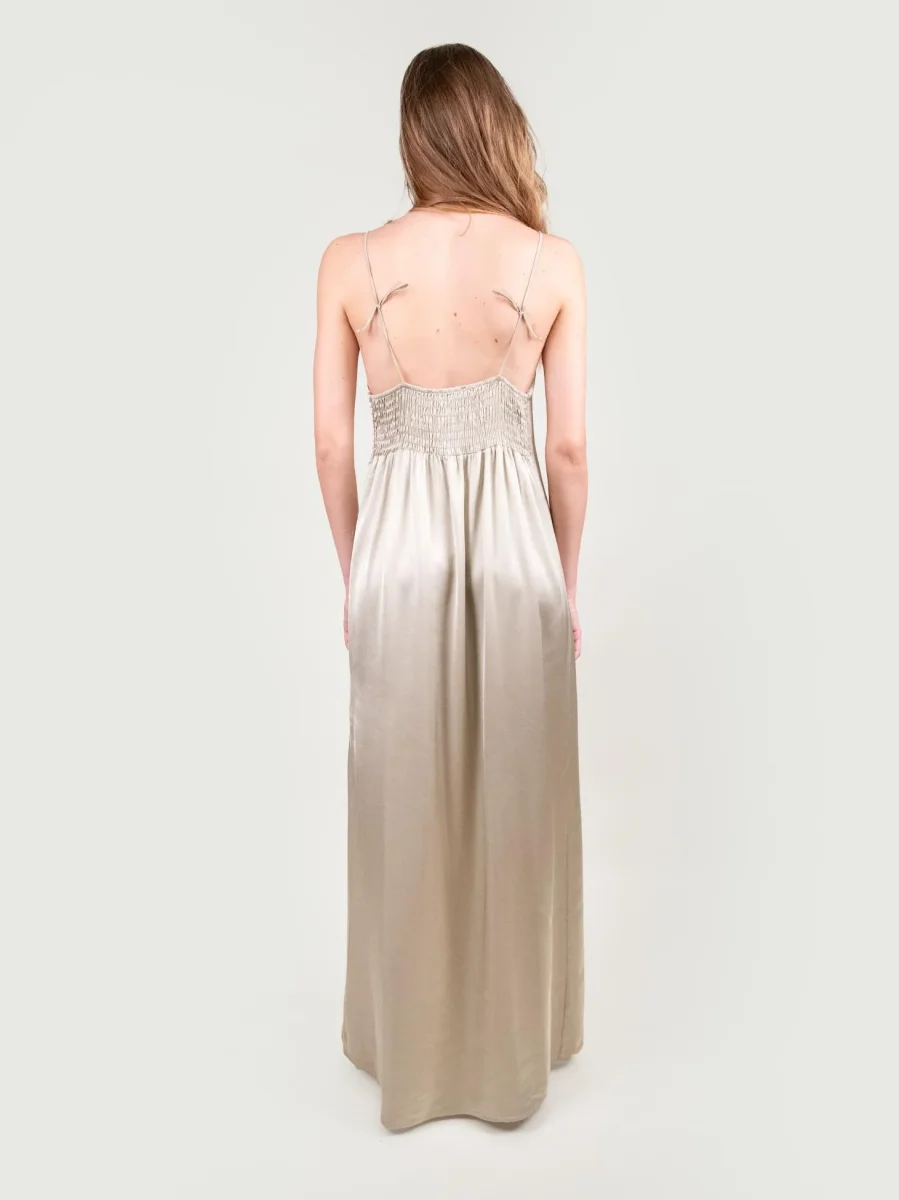 ABITO LUNGO IN VISCOSA CHAMPAGNE - immagine 4
