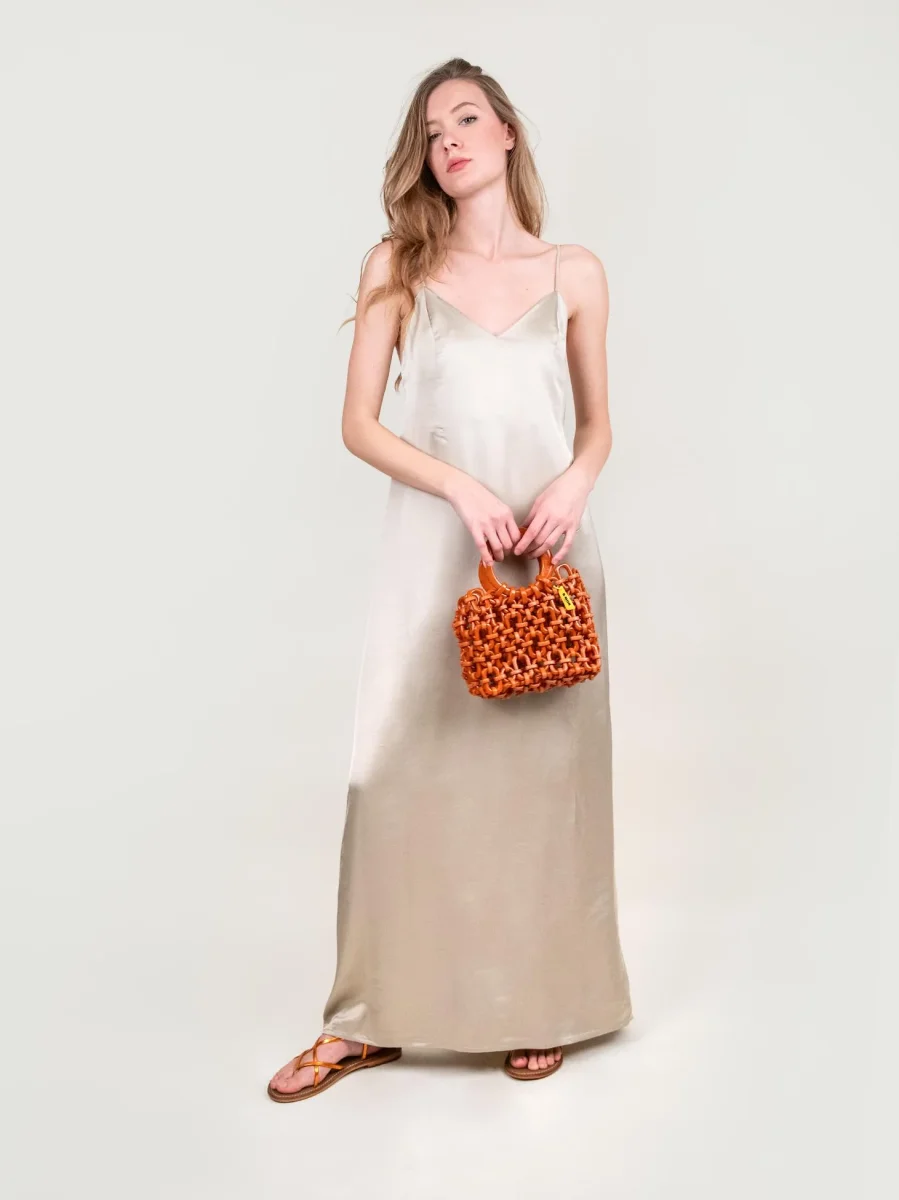 ABITO LUNGO IN VISCOSA CHAMPAGNE - immagine 5