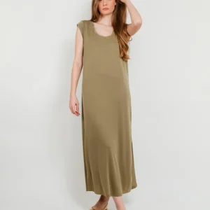 ABITO LUNGO KAKI CON MANICHE CORTE