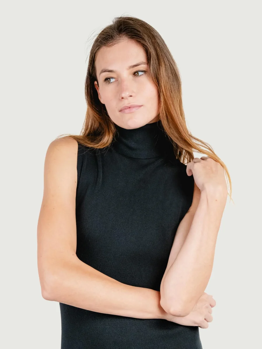 ABITO LUNGO SMANICATO IN MAGLIA NERO - immagine 5