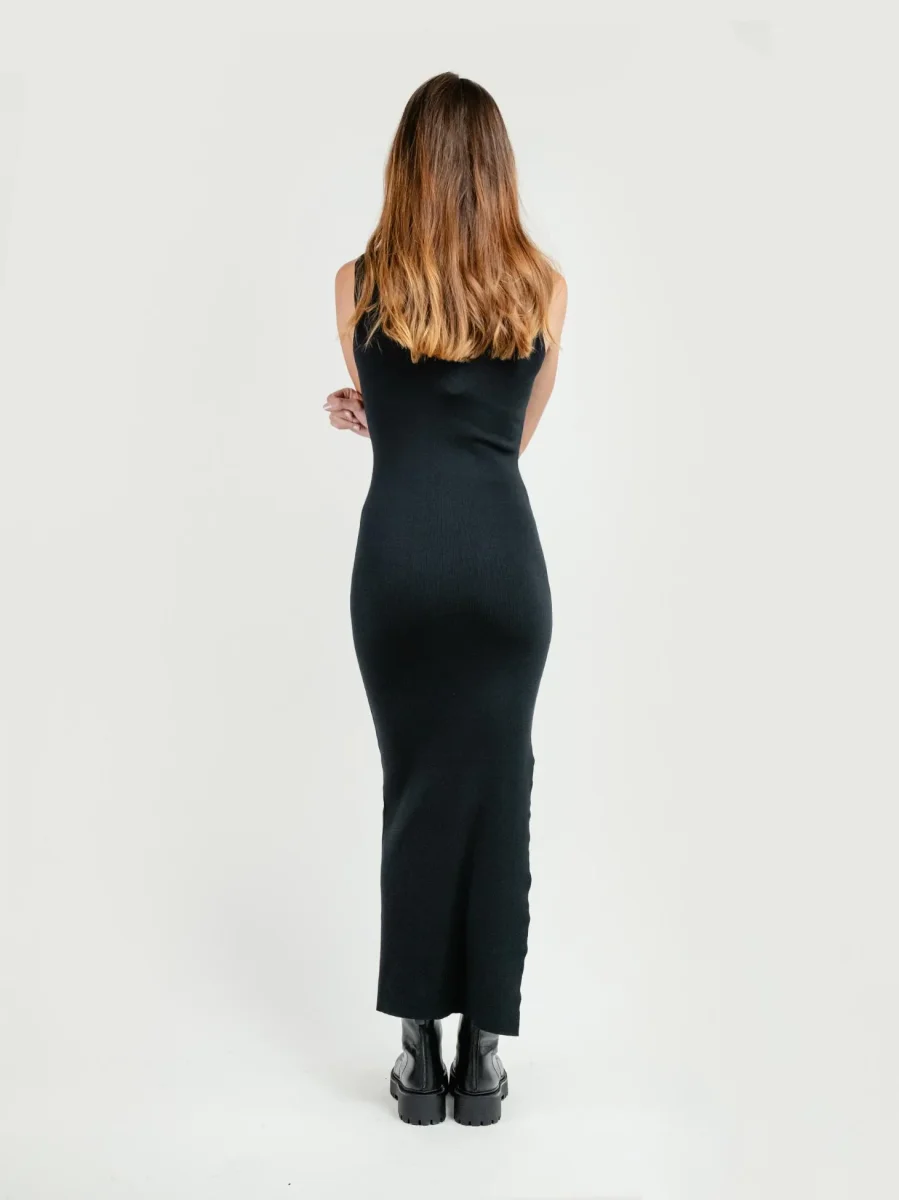 ABITO LUNGO SMANICATO IN MAGLIA NERO - immagine 4