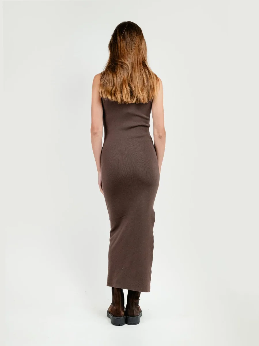 ABITO LUNGO SMANICATO IN MAGLIA TESTA MORO - immagine 4