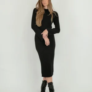 ABITO MIDI IN MAGLIA NERO