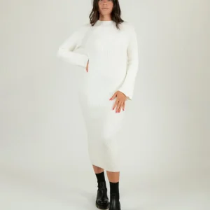 ABITO MIDI IN MAGLIA PANNA