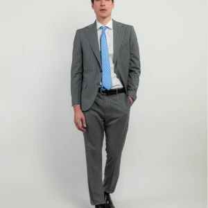 ABITO MONOPETTO IN FRESCO LANA GRIGIO GESSATO