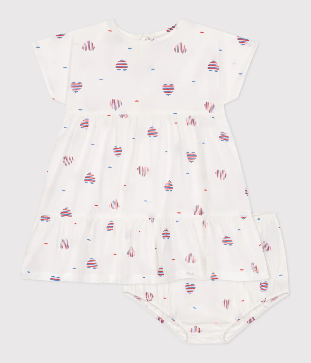 ABITO NEONATA A MANICHE CORTE CON BLOOMER STAMPA A CUORI - immagine 4