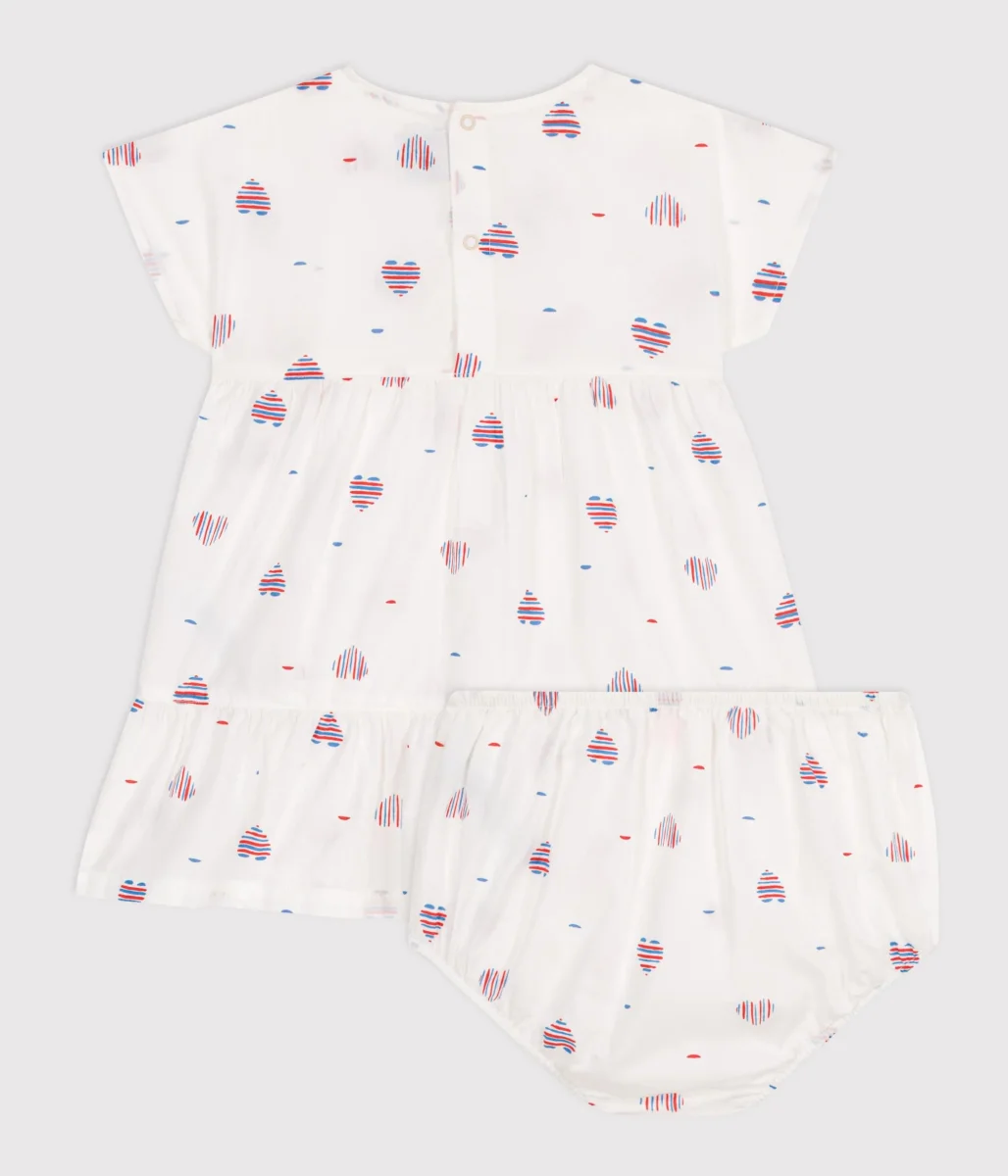 ABITO NEONATA A MANICHE CORTE CON BLOOMER STAMPA A CUORI