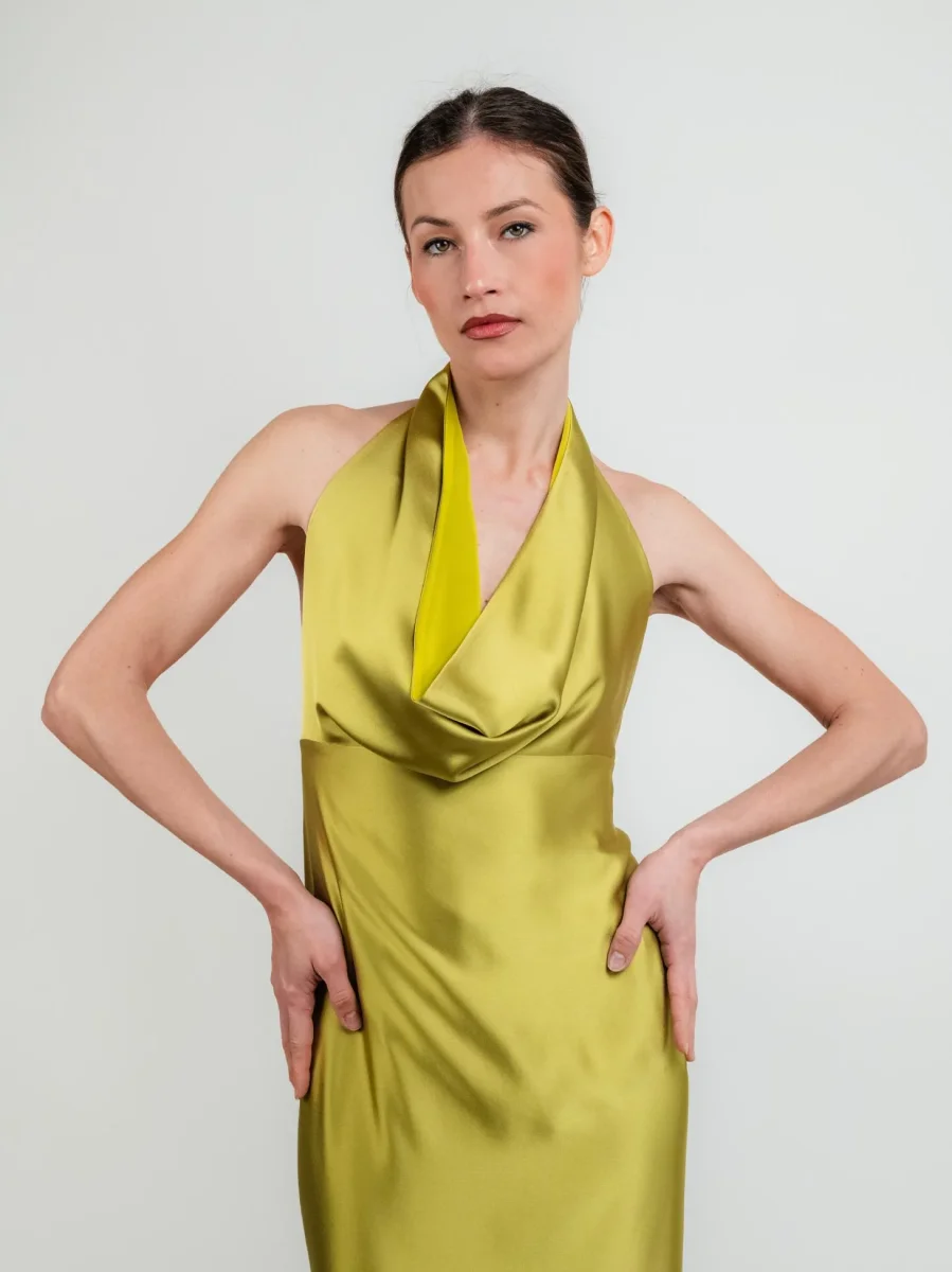 ABITO SCOLLO DRAPPEGGIATO PISTACCHIO - immagine 5