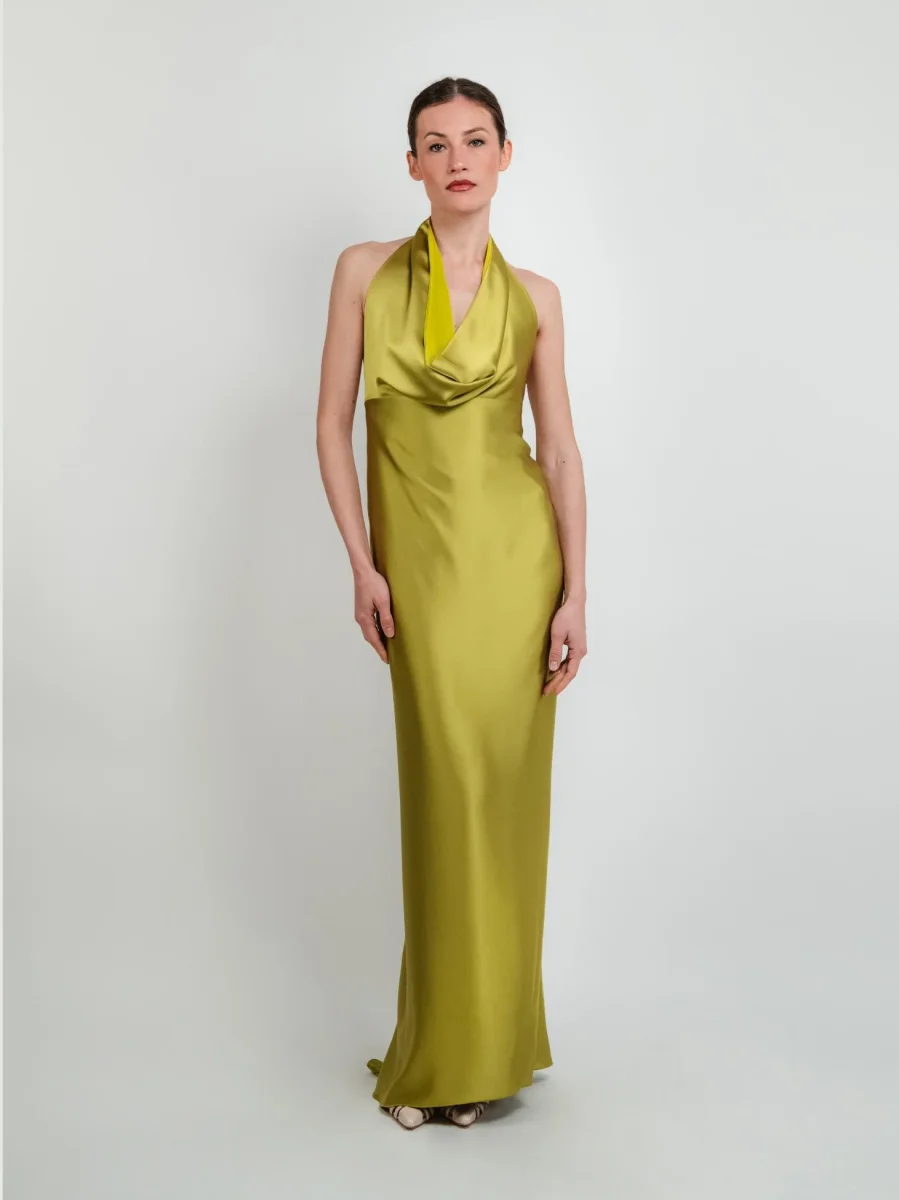 ABITO SCOLLO DRAPPEGGIATO PISTACCHIO