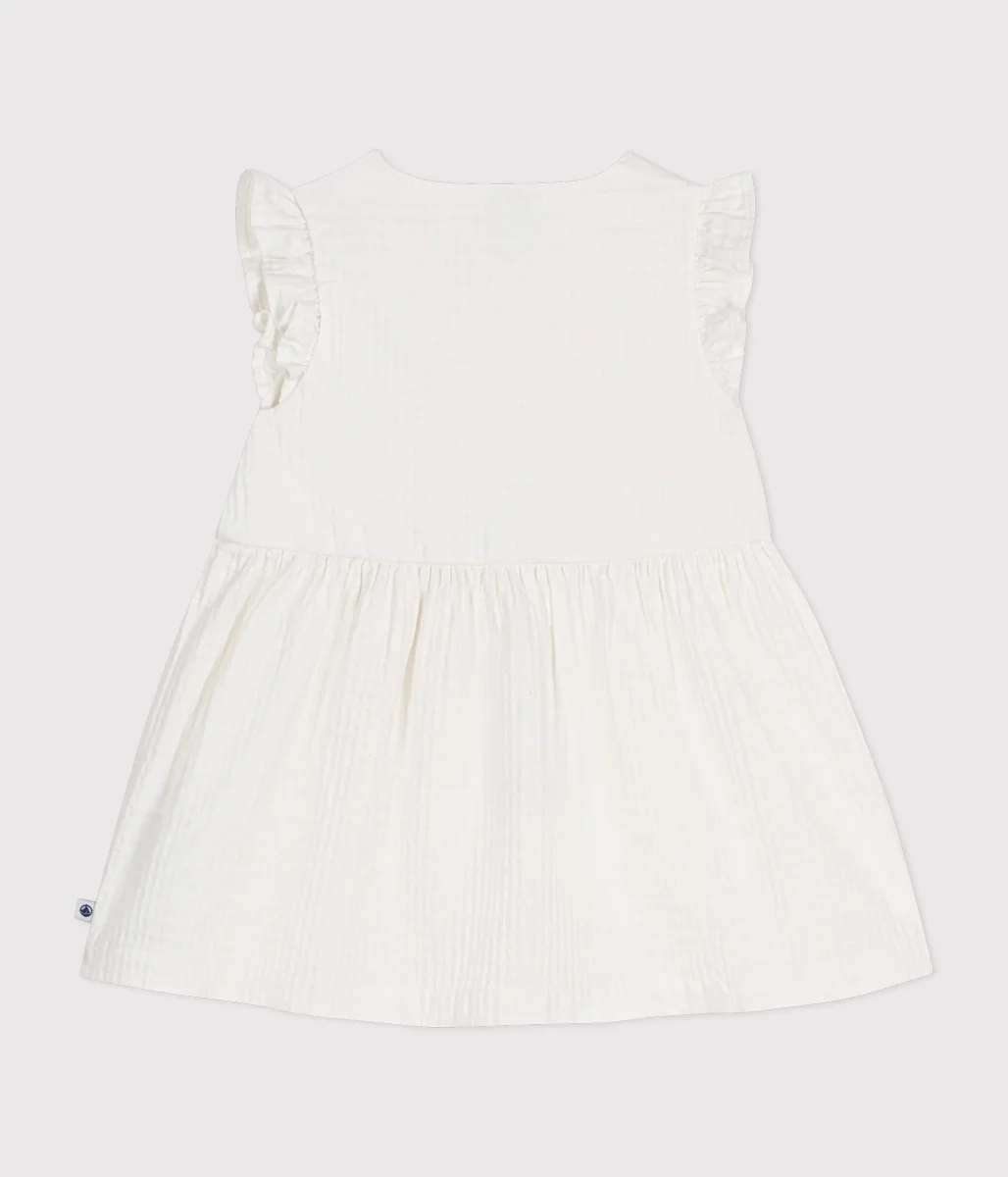 ABITO SENZA MANICHE BIANCO BEBÈ IN COTONE OPERATO - immagine 7