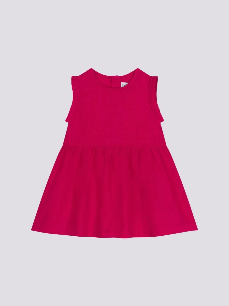ABITO SENZA MANICHE FUCSIA IN LINO BEBÈ