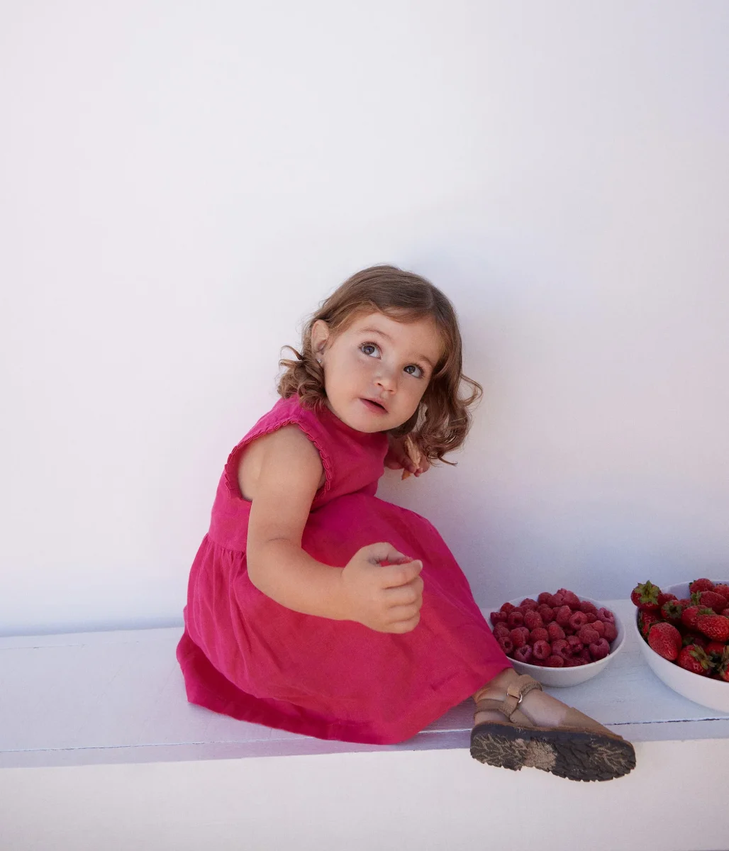 ABITO SENZA MANICHE FUCSIA IN LINO BEBÈ - immagine 8