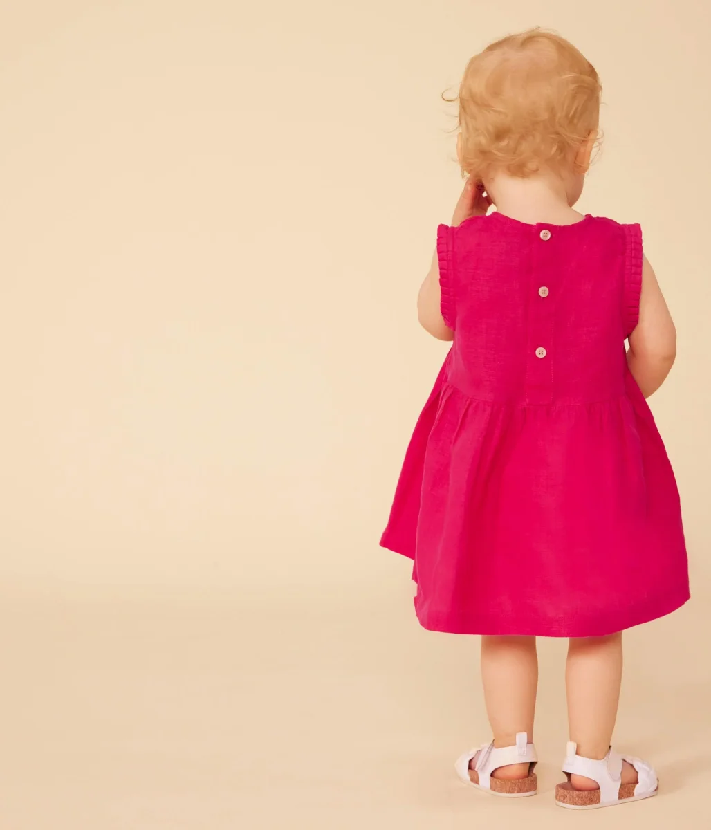 ABITO SENZA MANICHE FUCSIA IN LINO BEBÈ - immagine 6