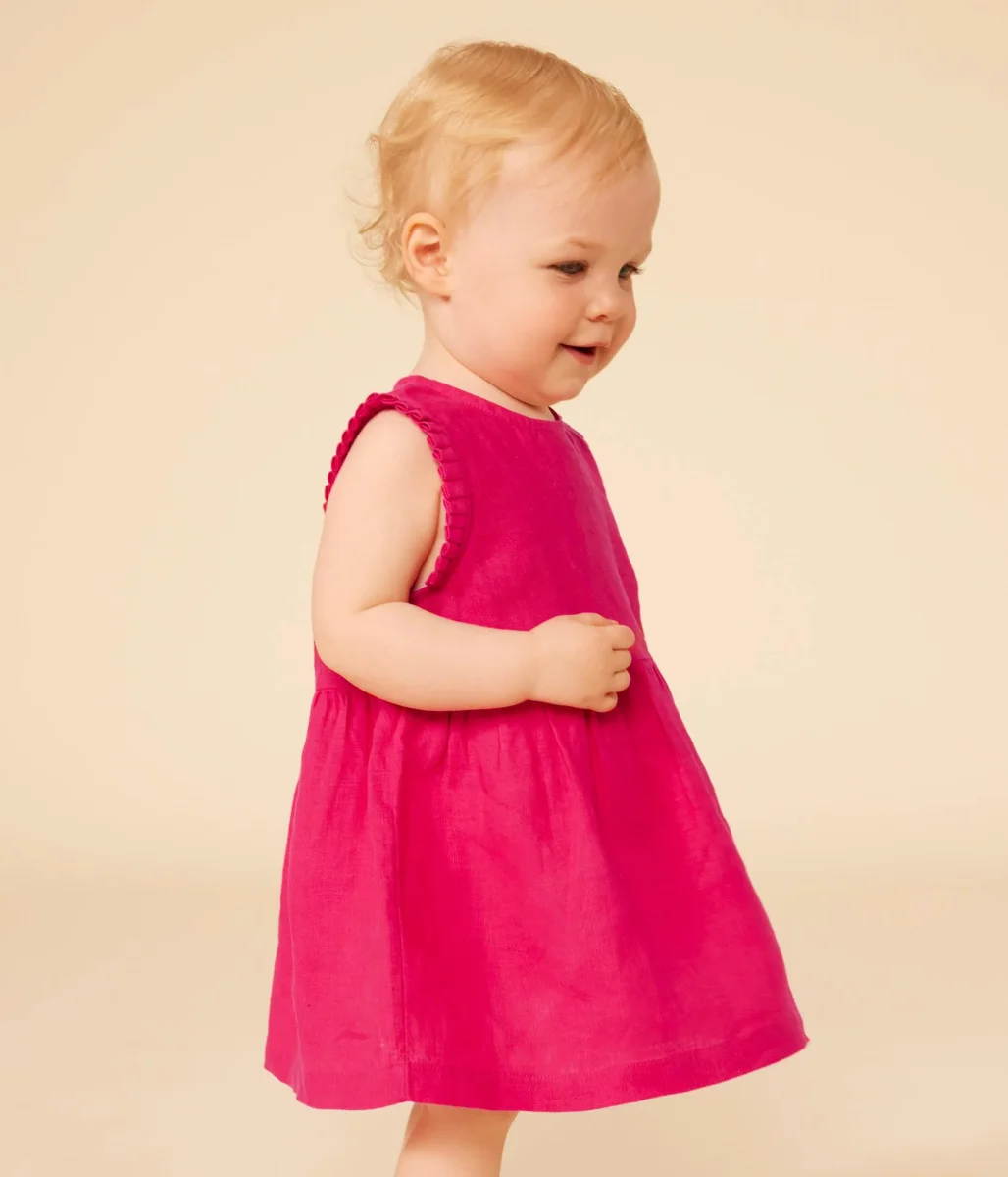 ABITO SENZA MANICHE FUCSIA IN LINO BEBÈ - immagine 5