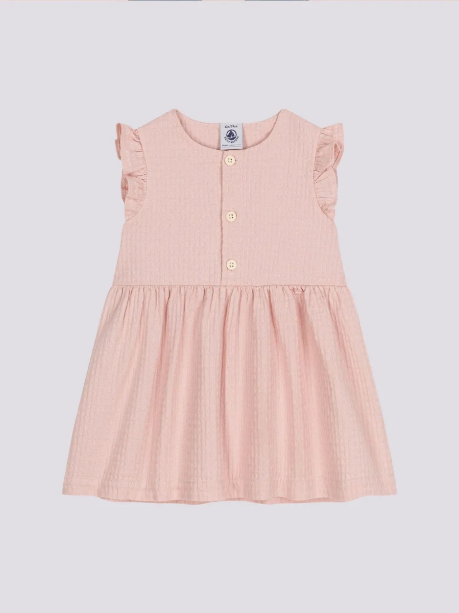 ABITO SENZA MANICHE ROSA BEBÈ IN COTONE OPERATO